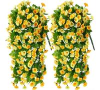 Realistic Faux Daisy Hanging Basket for Creating Vertical Gardens or Framing Doorways with Minimal Effort and No Water Requirements (E)