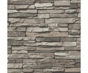 REALISTIC FAUX GREY BRICK DRY STONE WALL FEATURE WALLPAPER A.S.CREATION 95833-1