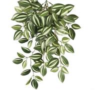 Realistic Faux Peperomia Hanging Plant Pack, Artificial Silk Ivy Vine with Pot, Low Maintenance Greenery for Home Office Kitchen Bedroom Decor Indoor Outdoor Use