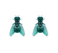 Realistic Fly Earrings, Novelty Simulated Insect Studs, Quirky Gothic Halloween Prank Gift for Women(Blue)