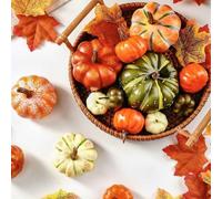 Realistic Foam Pumpkins 44 Pcs Mixed Sizes Realistic Foam Pumpkins | Painted realistic finish, shatter-proof material, easy to clean, assorted stripes and solids, photo prop friendly