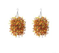 Realistic For Outdoor Silk Mums, UV Resistant Autumn Flowers For Stunning Hanging Display In Your Garden(Yellow and Brown)