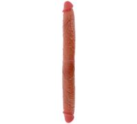 Realistic Foreskin Double Dong - 46 cm x 4.5 cm - Dual Density Silicone with Movable Foreskin
