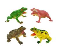 Realistic Frog Figures - 4 Piece Soft Sounding Frog Toy Set | Interactive Fidget Game Animal Models for Kids Play and Learning Activities | Safe Bath and Outdoor Play Toys | for Boys Girls Birthday