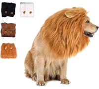 Realistic Funny Lion Wig, Lion Mane Costume for Dog, Adjustable Funny Dog Costume Halloween Fancy Mane(Dark brown,Large)