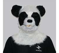 Realistic Furry Halloween Animal Mask Plush Panda Costume with Moving Jaw, Mouth Moveable Panda Head Mask for Halloween Party Cosplay Costume