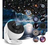 Realistic Galaxy projector with 12 planet discs, starry Night Light projector, Moon Night Light Kids Adult ceiling bedroom living room, party