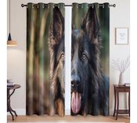 Realistic German Shepherd Animal Drapes For Home Cinema - Easy Care Blackout Grommet Curtains, Brown, W46 x L90(2 Panels) 117x228cm