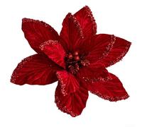 Realistic Glitter Christmas Poinsettia Flower, 30cm Handmade Tree Decoration, Christmas Flowers Glitter Artificial Poinsettia Flowers for DIY Wreath garden Party House Holiday Decoration (red)
