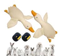 Realistic Goose Dog Toy, Large White Duck Plush Dog Toy with Squeaker, Durable Double-Stitched Chew Toy for Dogs, Soft Cuddly Interactive Play Toy for Medium Large Puppies & Senior Dogs (2 Pcs)