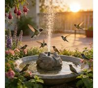 Realistic Granite Rock Solar Bird Bath Fountain with 10 Nozzles (B) | Solar Fountain for Bird Bath with Dry Run Protection Solar Powered Bird Bath Pump for Outdoor Water Features,Ponds
