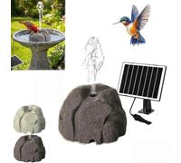 Realistic Granite Rock Solar Bird Bath, Solar Powered Water Fountain Pump, Outdoor Rock Fountain for Birdbath, Garden, Pond, and Patio Decor Gray