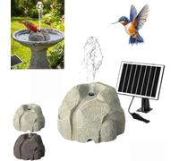 Realistic Granite Rock Solar Bird Bath, Solar Powered Water Fountain Pump, Outdoor Rock Fountain for Birdbath, Garden, Pond, and Patio Decor Gray