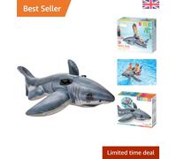 Realistic Great White Shark Ride-On Inflatable Toy, 72 x 68 cm for Ages 3+