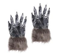 Realistic Grey Werewolf Gloves for Adults and Teens, Comfortable Wear, No Odour Plastic and Synthetic Hair Claw Gloves, for Animal Theme Party or Banquet Costume Accessories