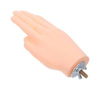 Realistic Hand-shaped Parrot Perch with Adjustable Angle and Stable Base | Khaki PET Material, Palm-shaped Design with Skin-like Texture, for Fearful Birds and Grooming Sessions