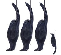 Realistic Hanging Dead Crow Decoy, Artificial Black Feathered Bird Repeller in Outdoor Garden, Lifelike Scarecrow Deterrent for Pigeons and Ravens, Natural Pest Control for Yard and Patio Decor