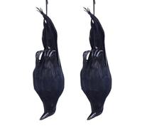 Realistic Hanging Dead Crow Decoys, 2PCS Hanging Dead Bird Crow Scarer, Black Feathered Bird Crows Deterrents for Garden, Halloween Raven Birds Scarer Crows Decoys Scary Prop, for Garden Decor