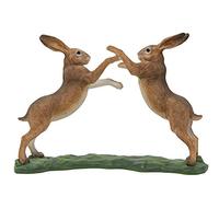 Realistic Hare Ornaments For The Home Finished In Natural Colours, Choice Of Poses To Collect Including Fighting Hares, Alert Hare And Grooming Hare Licking Paw (21cm Wide Boxing Hares)