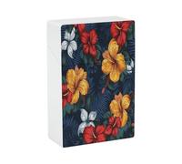 Realistic Hawaiian Flowers Cigarette Case Portable Waterproof,Cigarette Box for Men Women,Cigarette Holder Case Ideal Gift for Smoker