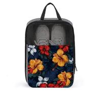 Realistic Hawaiian Flowers Shoe Bag Waterproof & Breathable Shoe Pouch for Travel, Portable Carry Case for Sports Sneakers, Gym, Vacation