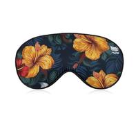 Realistic Hawaiian Flowers Sleep Mask Light Block-Out Eye Mask for Side Sleeper Pressure-Free Soft Night Blindfold with Adjustable Strap Breathable Sleep Eye Cover for Travel
