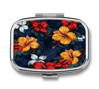 Realistic Hawaiian Flowers Weekly AM/PM Pill Organizer.Waterproof Portable Compact Travel Pill Organizers.Small Pill Box for Medicine Holder for Vitamins Medication.