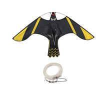 Realistic Hawk Kite (1.4 m) - Telescopic Scarecrow for Garden Farm, Wind Resistant (Bird Scarer, Pigeon Scarer, Multifunctional (Black 1.4 m)