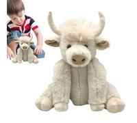 Realistic Highland Cow Plush Toy Doll, 10 Inch Farm Animals, Brown Sound Plush for Bedtime Comfort, Children, Adults, Friendly, Stuffed Animal Collective Gift