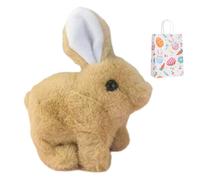 Realistic Hopping Plush Rabbit Toy, Walking and Talking Easter Bunny, Cute Stuffed Animal with Sound and Movement, Educational Jumping Plush Toy, Easter (Brown)