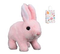 Realistic Hopping Plush Rabbit Toy, Walking and Talking Easter Bunny, Cute Stuffed Animal with Sound and Movement, Educational Jumping Plush Toy, Easter (Pink)