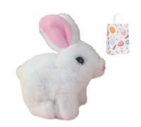 Realistic Hopping Plush Rabbit Toy, Walking and Talking Easter Bunny, Cute Stuffed Animal with Sound and Movement, Educational Jumping Plush Toy, Easter (White)