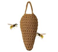 Realistic Hornet Decoy - Hand Crocheted Bee Nest, 12.2 Inches Natural, Garden Protection with Hanging Design, Outdoor Decor with Durable Craft, Hornet Nest Decoy for Yard Use