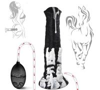 Realistic Horse Squirting Dildo with Strong Suction Cup, Soft Silicone Ejaculating Toy for Hands-Free Pleasure, Black and White, Adult Sex Toy for Women Men Couples (Black)