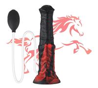 Realistic Horse Squirting Dildo with Strong Suction Cup, Soft Silicone Ejaculating Toy for Hands-Free Pleasure, Black and White, Adult Sex Toy for Women Men Couples (Red)