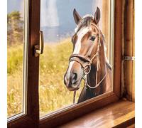 Realistic Horse Window Clings Farm Animals Window Decals Anti Collision Double-Side Static Stickers for Home Glass Door Decoration