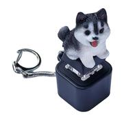 Realistic Howling Dog Keychain Button with LED Light Effect Rechargeable USB Port Keyboard Button Animation Dog Sound Gadget