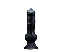 Realistic Huge Dog Knot Dildo Sex Toys for Women S/M/L/XL/XXL Animal Penis Anal Plug Prostate Soft Suction Cup Adult 18(Black-L)