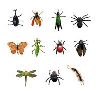 Realistic Insect Bug Figures Set, Plastic Bugs and Insect Figures, Realistic Fake Bugs and Insects, Plastic Animal Toys with Spider, Educational Toys for Halloween Prank Props Party Favors (12pcs)