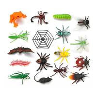 Realistic Insect Bug Figures Set, Plastic Bugs and Insect Figures, Realistic Fake Bugs and Insects, Plastic Animal Toys with Spider, Educational Toys for Halloween Prank Props Party Favors (17pcs)