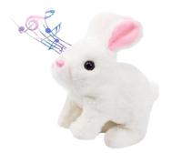 Realistic interactive Easter bunny toy for children - it jumps, wiggles its body, and shakes its ears. (White)