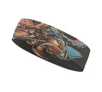 Realistic Japanese Samurais Skull WarriorSports Sweatband Fashionable Sports Decoration, Sweat Resistant Headband, Hair Band, Breathable Sweat Wicking Fitness Equipment for Men Women