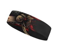 Realistic Japanese Samurais Skull WarriorSports Sweatband Fashionable Sports Decoration, Sweat Resistant Headband, Hair Band, Breathable Sweat Wicking Fitness Equipment for Men Women