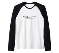 Realistic Katana Samurai Blade Raglan Baseball Tee