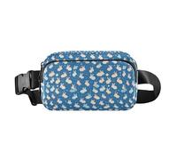 Realistic Knitted Illustration Rainbow Texture Men Women Fashionable Waist Pack Crossbody Bag for Travel Running Hiking, Pattern Rabbit, One Size