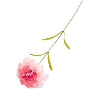 Realistic Large Single Silk Carnation Flower 10cm Diameter Artificial Bloom with 4 Leaves for Wedding Home Decoration Outdoor Photography Props Lightweight Design(Pink Heart)