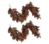 Realistic Leaf Artificial Fall Leaves,New Brown Magnolia Garland, Realistic Garland, Autumn Artificial Garlands, Leafs For Mantel, Table, Porch,Pinecones Resistant Decorations Home Porch