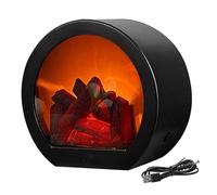 Realistic LED Electric Log Burner Effect Fire - USB/Battery Powered Portable Tabletop Flameless Fireplace Lantern