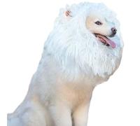 Realistic Lion Mane Dog Wig Halloween Pet Costume Funny Cosplay (L White)