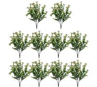 Realistic Looking Faux Outdoor Flowers with Silk Petals and Plastic Stems Designed for Permanent Placement in Sun Exposed Areas (White+green)